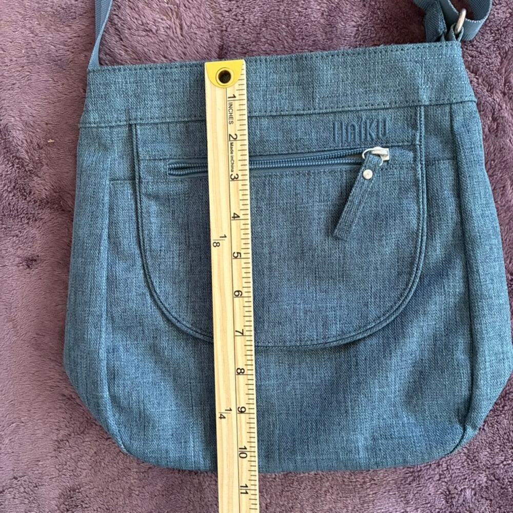 Haiku RFID Crossbody Bag Blue Gray Travel Purse Nylon Adjustable Strap - Picture 12 of 12